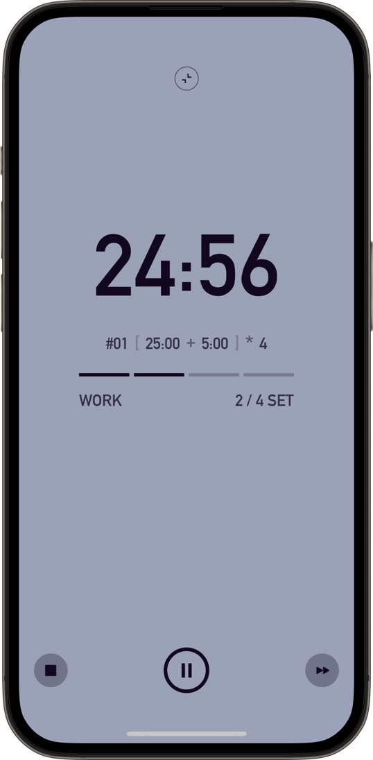 Full-screen Pomodoro screen