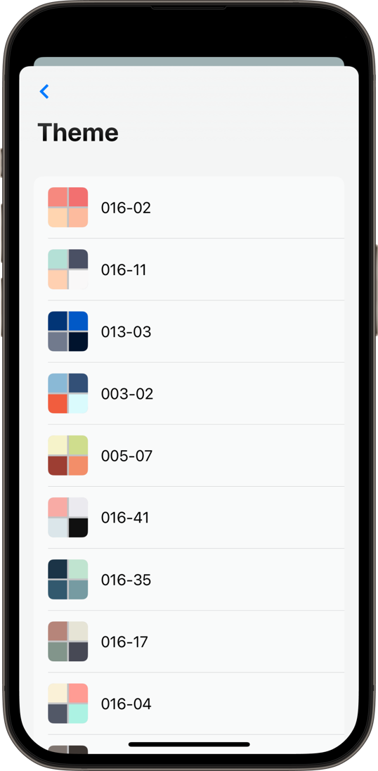 Theme settings screen