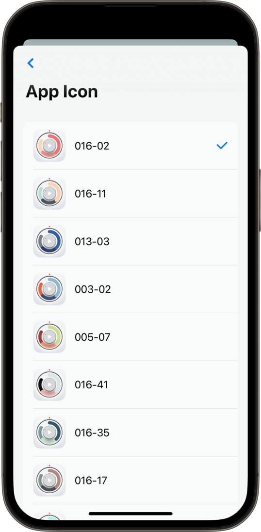 App Icon settings screen